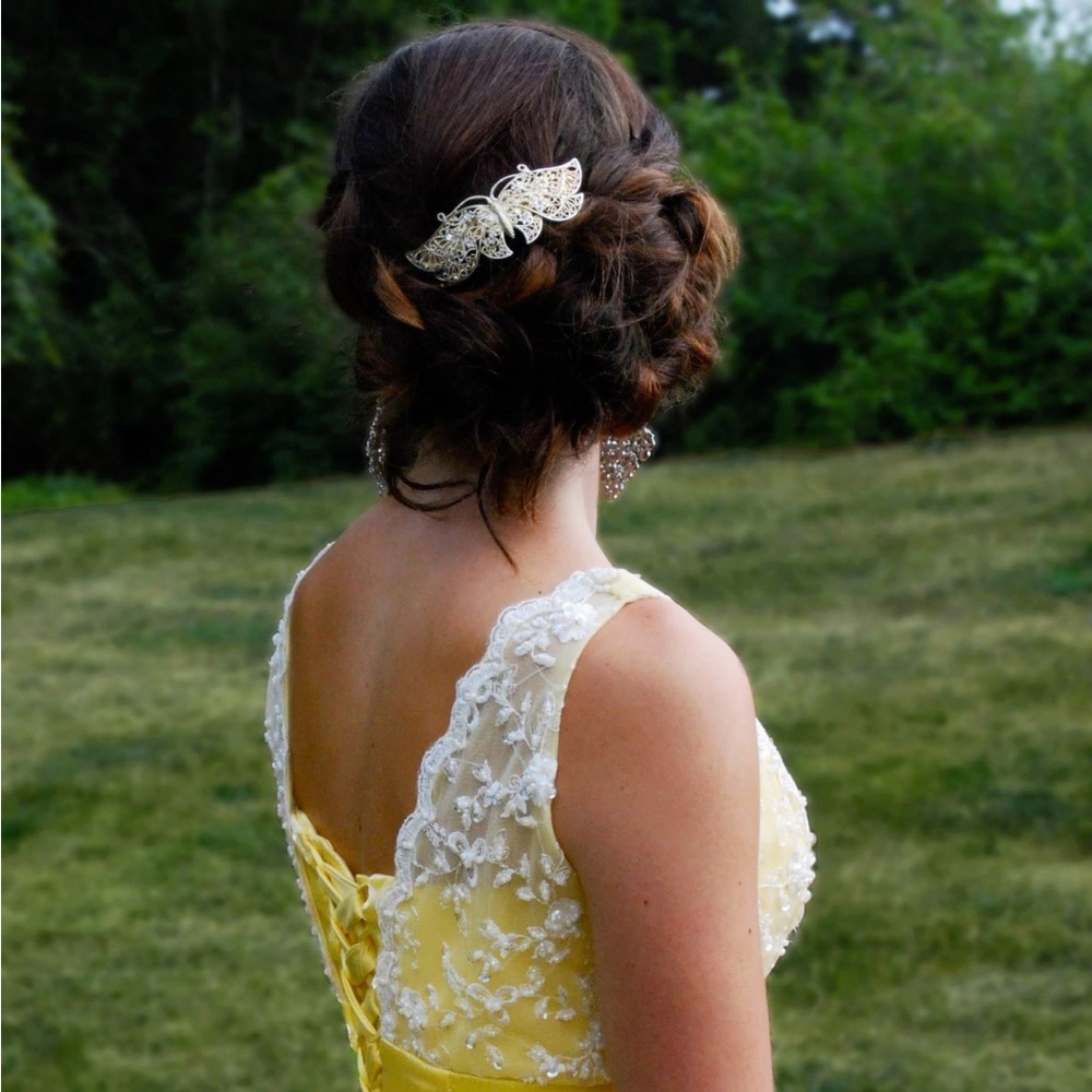 Silver butterfly barrette fairy Whimsigoth Y2K prom wedding bridal bridesmaid